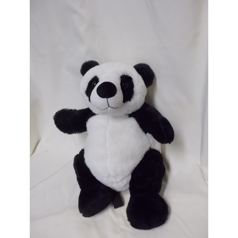 Panda Bear Plush Backpack Kids Black White Faux Fur Stuffed Animal Bag
